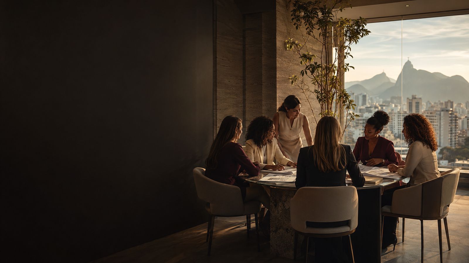Imagem ilustrativa de uma equipe em um ambiente de consultoria imobiliária