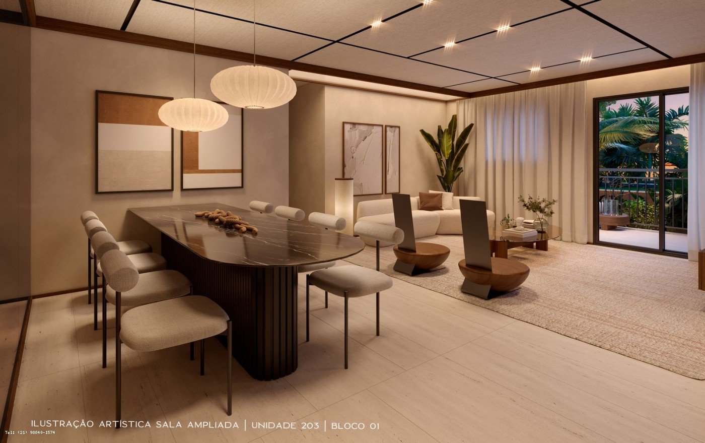 Sala ilustrada do Living Wellness Grajaú